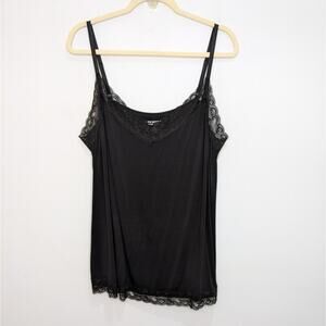 Lane Bryant Womens 3X 22/24 Tank Top Sleeveless Lace Cami Black Plus Size
